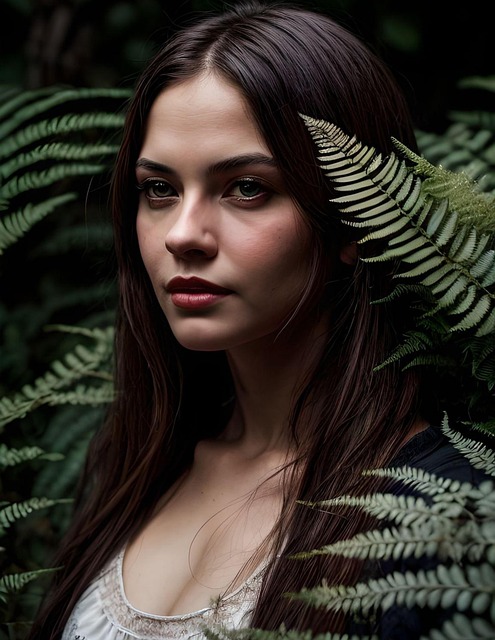 Free ai generated woman ferns illustration