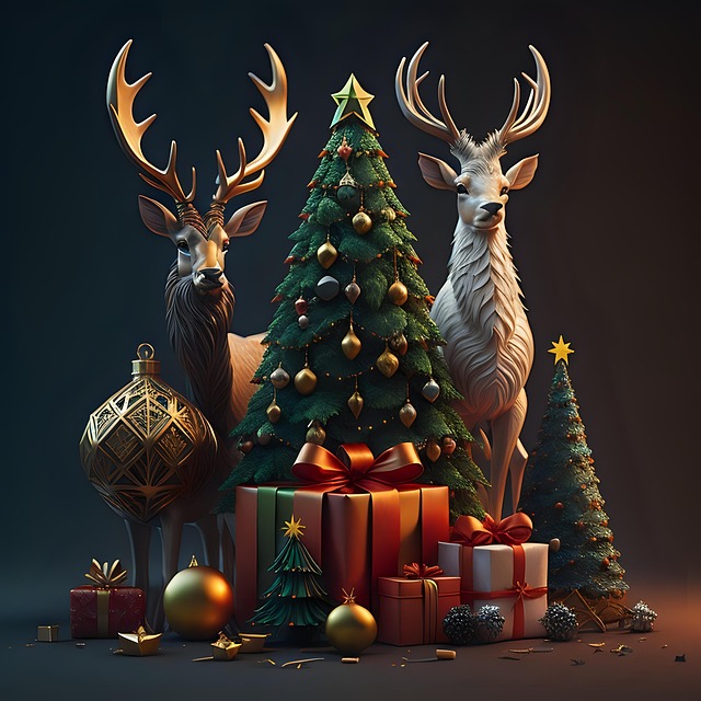 Free ai generated christmas deer illustration