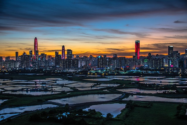 Hongkong, Shenzhen, Brücke, Nacht