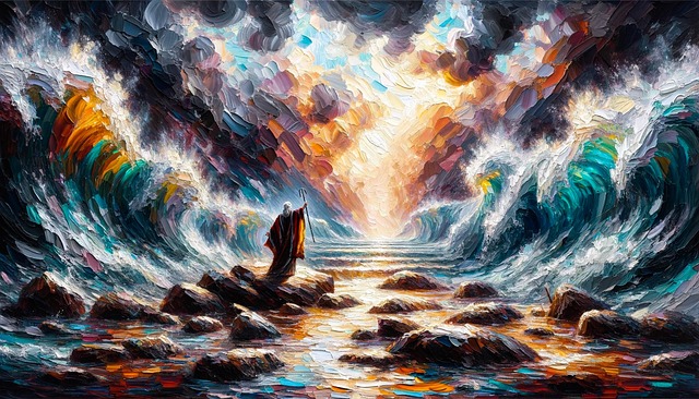 Free ai generated moses red sea illustration
