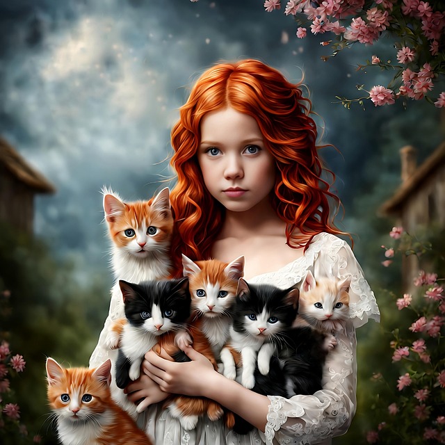 Download Girl, Cats, Love. RoyaltyFree Stock Illustration Image Pixabay