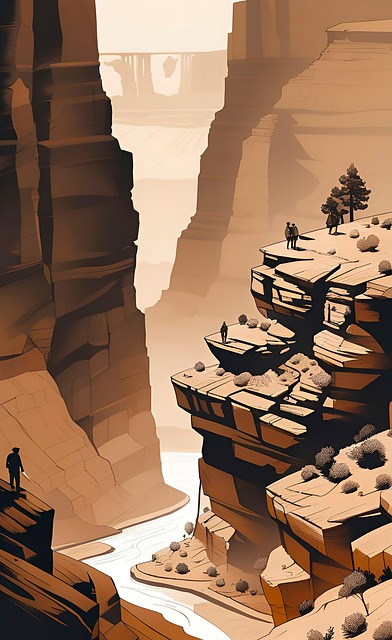Free ai generated rocky canyon illustration