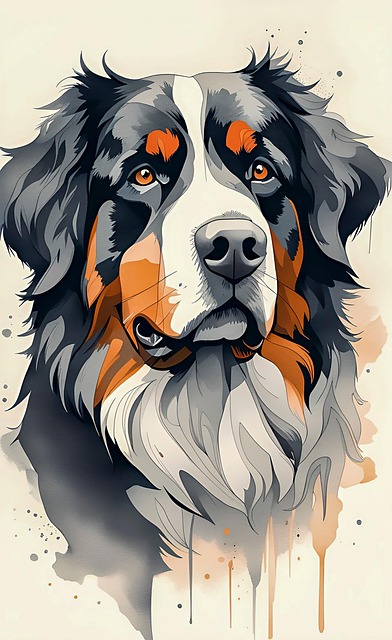 Free ai generated bernese mountain dog pet illustration