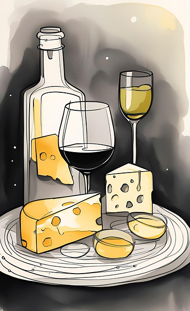 Free ai generated wine cheese illustration