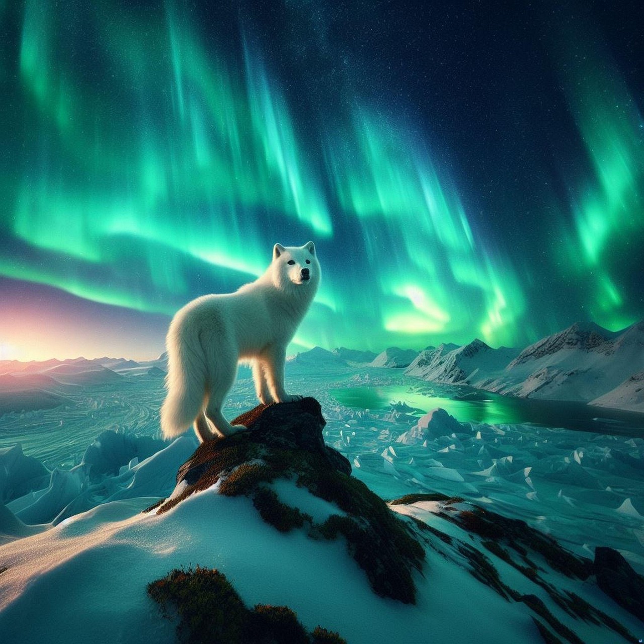 Download Ai Generated Arctic Fox Northern Lights Royalty-Free Stock ...