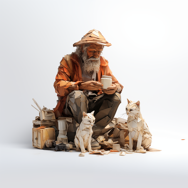 Obdachlos, Papierkunst, Menschen