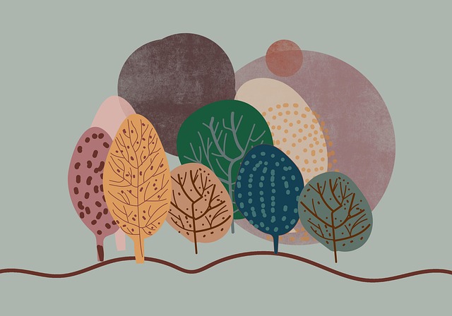 Træer, Grunge, Tegning, Skov, Natur