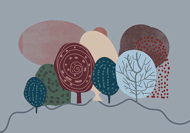 Træer, Grunge, Tegning, Skov, Natur