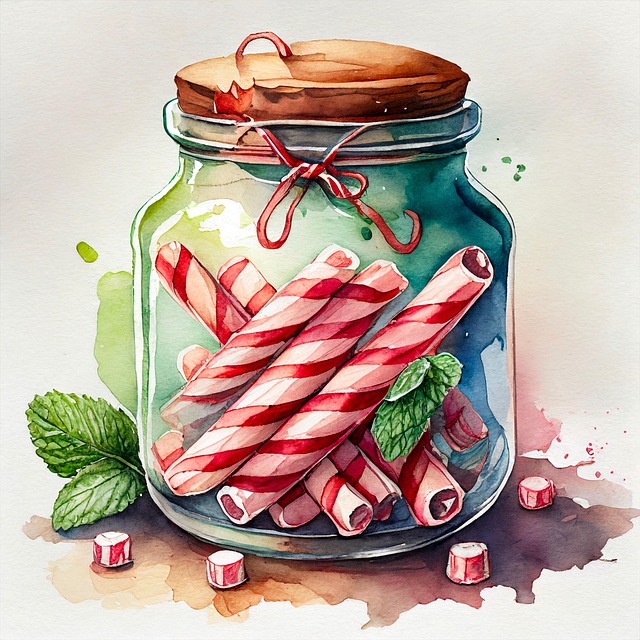 Free watercolor painting peppermint illustration
