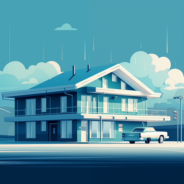 Ai Generert, Hus, Bil, Flat Design, 1960