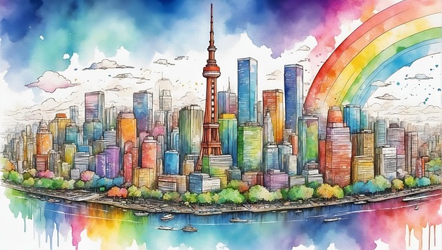 Download free HD stock image of Ai Generated Skyline Free ai generated skyline tower illustration