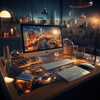 Calculator, Măr, Spaţiu, Futurist, Birou
