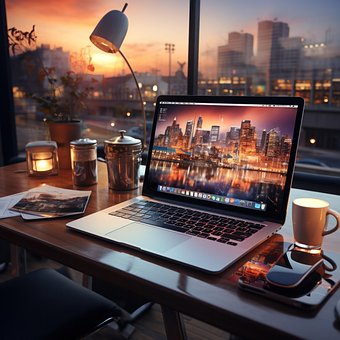 Birou, Afaceri, Laptop, Oraș