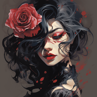Mädchen, Frau, Rose, Blume, Haar