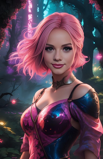 Ai Gerado, Mulher, Cabelo Rosa