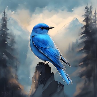 Free Bird Bluebird illustration and picture