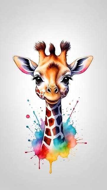 Free ai generated giraffe watercolor illustration