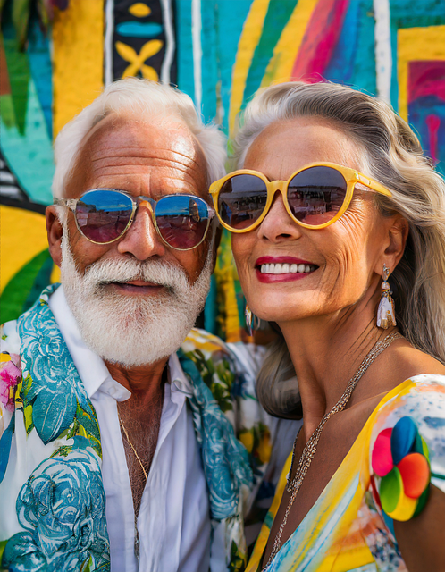 Free ai generated couple elderly illustration
