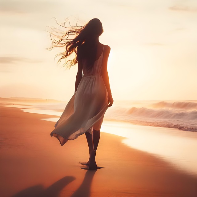 Free ai generated woman ocean illustration