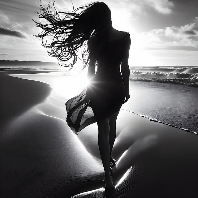 Ai Generado, Mujer, Oceano, Playa