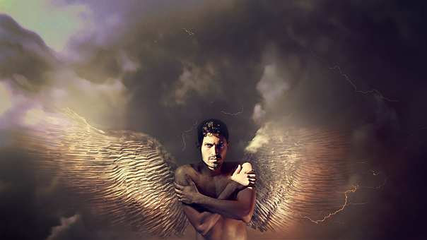 Anjo, Homem, Retrato, Céu, Tempestade