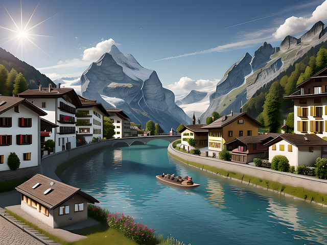 Ai Generiert, Dorf, Häuser, Natur, Berge