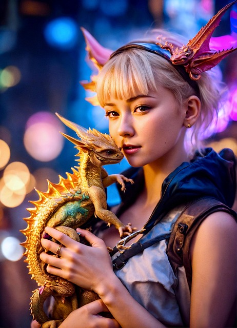 Free ai generated girl baby dragon illustration