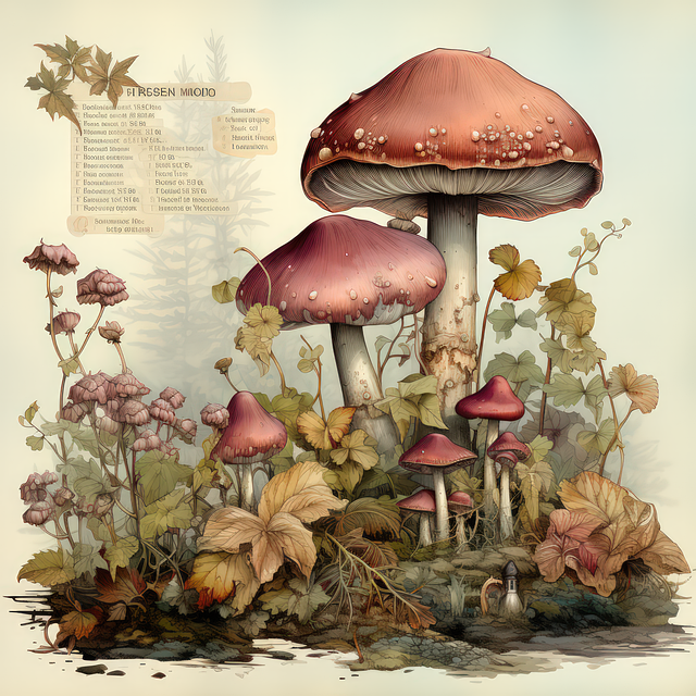 Free ai generated mushrooms scrapbooking illustration