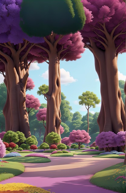 Free ai generated trees forest illustration
