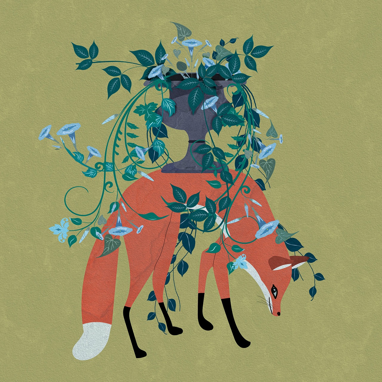 download-fox-plant-poster-royalty-free-stock-illustration-image