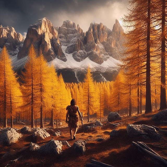Free ai generated man mountains illustration
