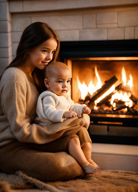 Download free HD stock image of Ai Generated Mom Free ai generated mom fireplace illustration