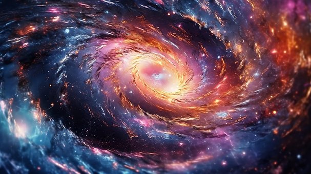 Raum, Spiral, Licht, Hintergrund, Kunst