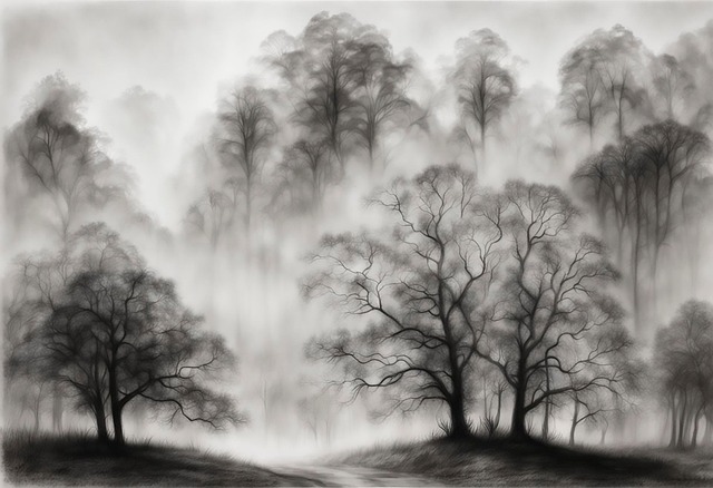 Free foggy forest nature illustration