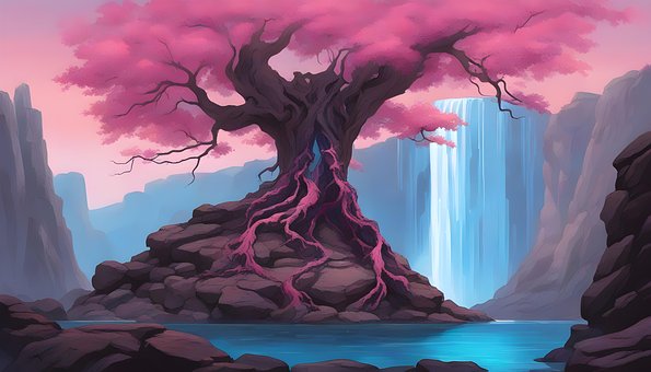 Natur, Árvore, Rosa, Fjell, Paisagem