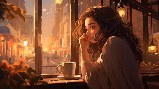 Lofi, Garota, Café, Cafeteria, Senhora