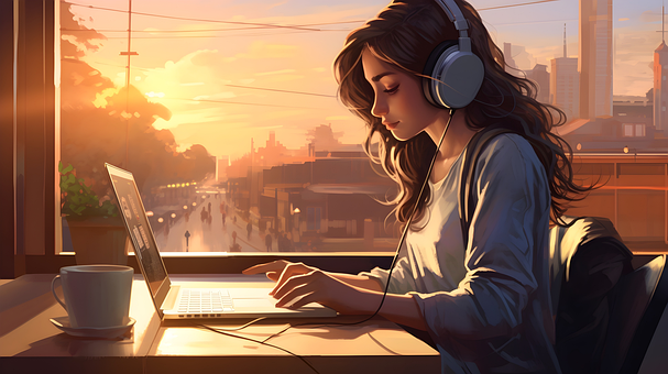 Lofi, Garota, Computador