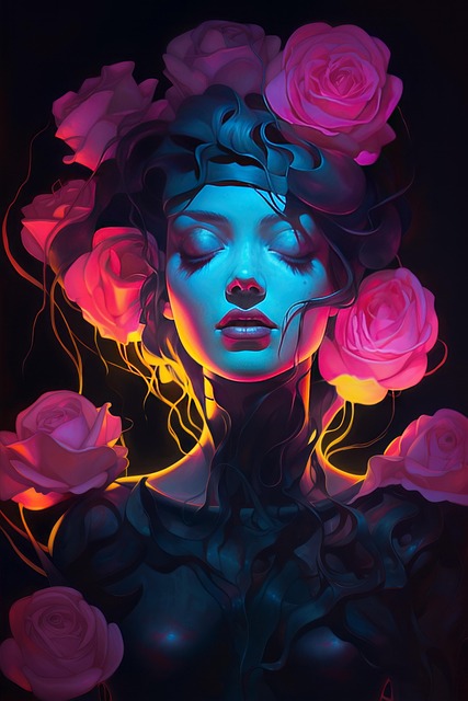Free ai generated woman roses illustration
