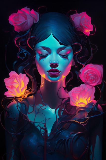Free ai generated woman roses illustration
