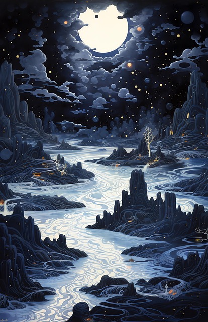 Free moon moonlit tidal illustration