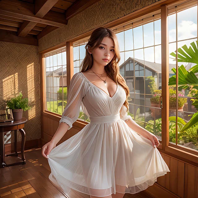 Free ai generated young woman dress illustration