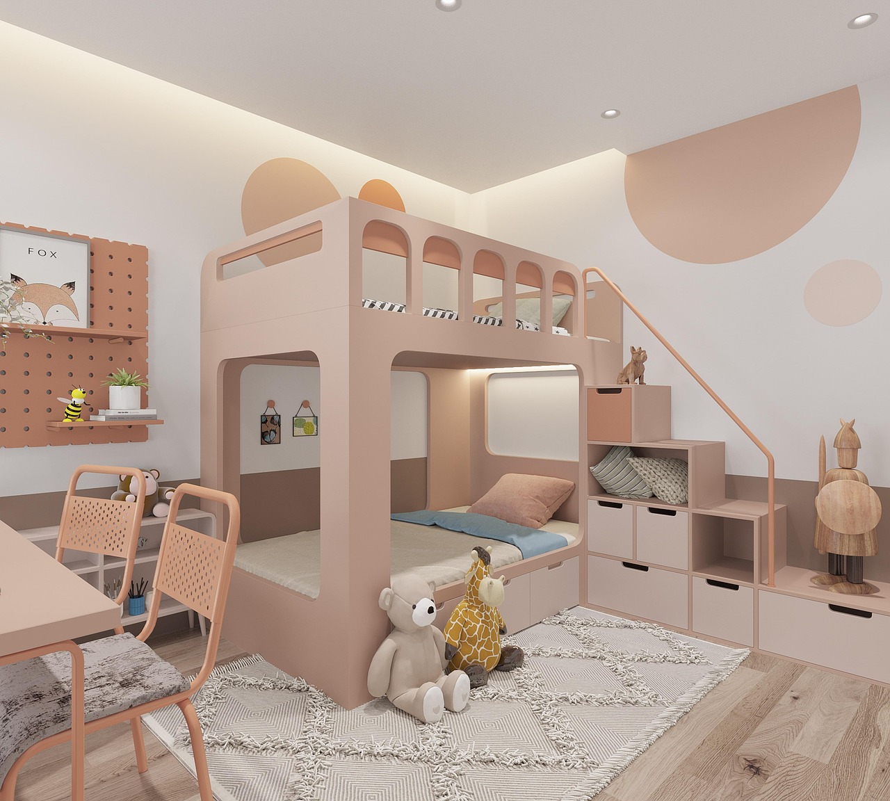 Modern bunk bed shared kids room idea