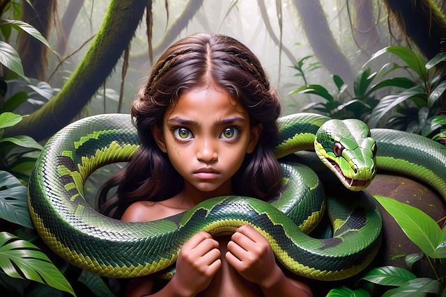Free ai generated child snake illustration