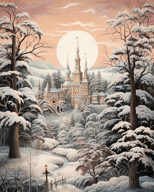 Free ai generated castle winter illustration