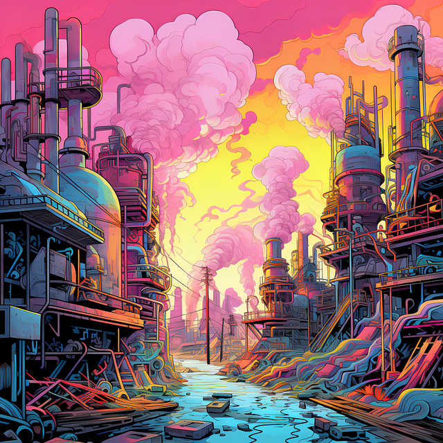 Free landscape pollution industry illustration