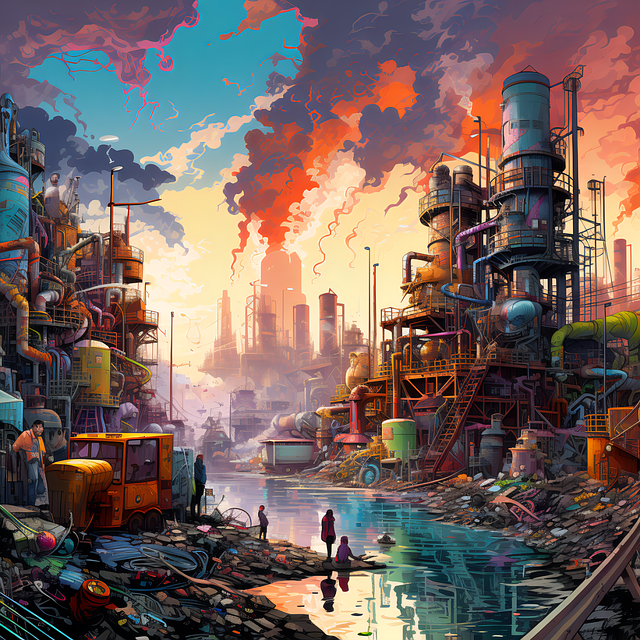 Free landscape pollution industry illustration