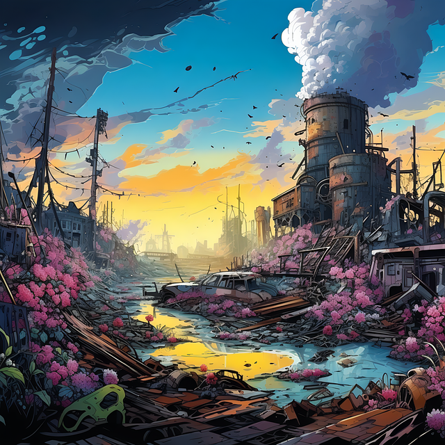 Free landscape pollution industry illustration