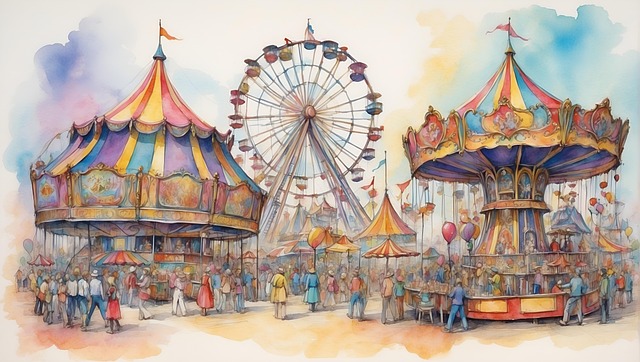 Free carnival festival carousel illustration