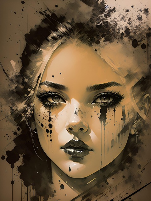 Ai Generado, Mujer, Tinta, Rostro