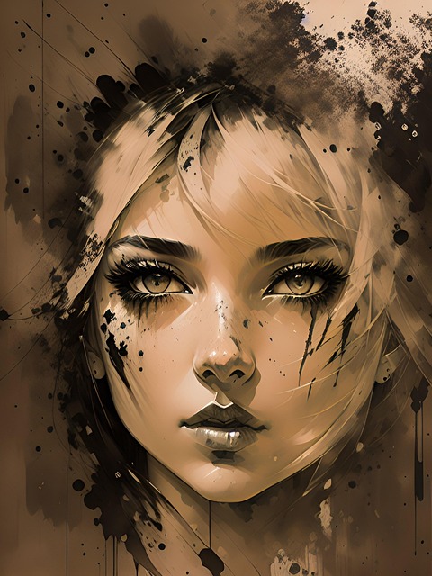 Ai Generado, Mujer, Tinta, Niña, Rostro